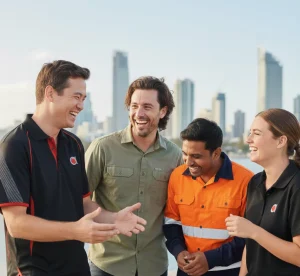 Team captured in a candid group moment