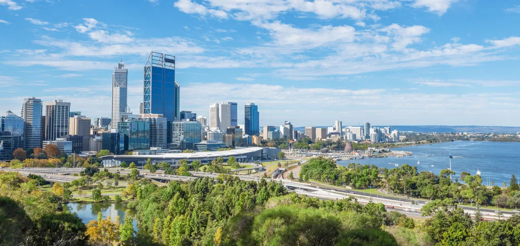 Perth city skyline with modern buildings